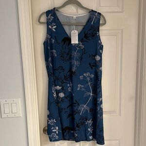 Blue Floral V-Neck Dress
